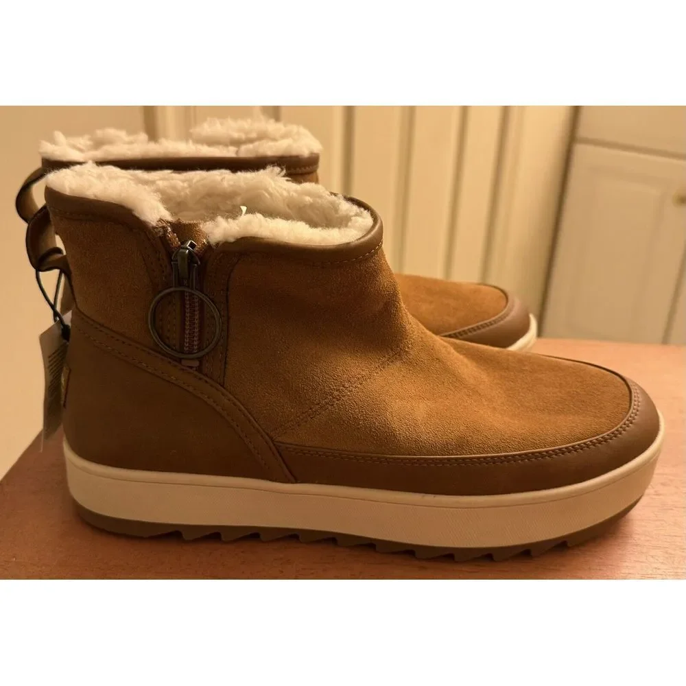 Koolaburra by Ugg Chestnut Brown Leather‎ & Suede Tynlee Zip Low Bootie Size 8